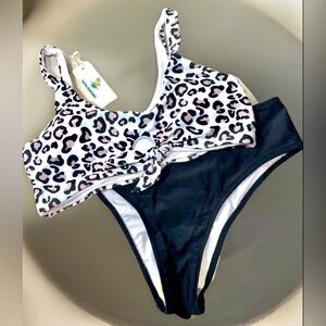 Beachsissi Womens Bikini Skirt size S Solid Pink Ruched Sides High Waisted NEW